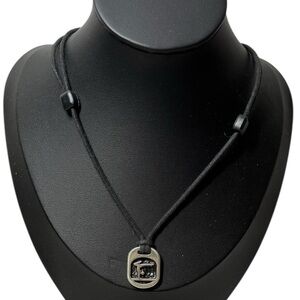 Handmade GYMNAST necklace. Adjustable cord chain. Black silver